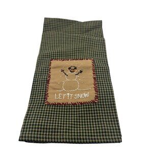 Park Designs Tea Towel Let It Snow Embroidered Snowman Cotton Plaid 18x28